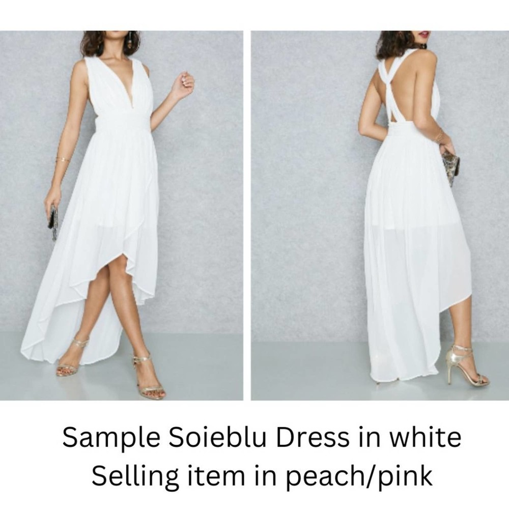 Soieblu Asymetric Cross Back Pleated Plunge Formal Dress Size Small